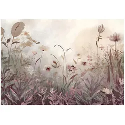 FOTOTAPETE Blumen Wiese Beige 150x105 cm