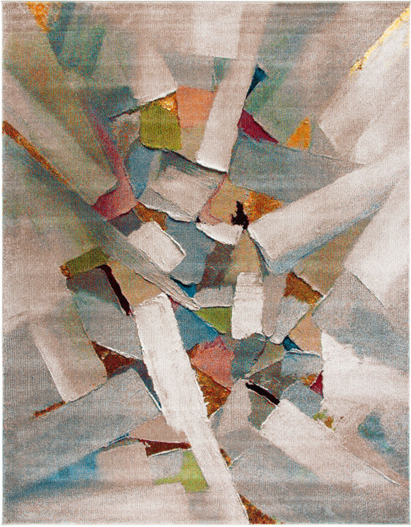 Ivy Bronx Geometric Shapes Area Rug Grey / Multi Rectangle 235 x 305cm