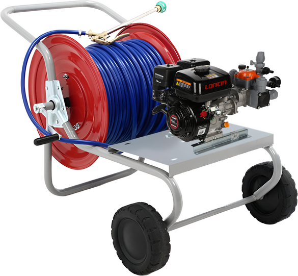 AgriEuro TOP-LINE Kit motopompa a scoppio da irrorazione con carrello - Comet MTP BPX25 PP - Per prodotti chimici e acidi