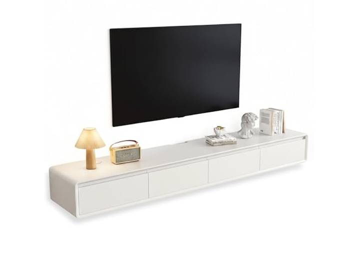 YINXSLO Moderner Tv Lowboard Hängend, Schwebendes TV Schrank mit Stauraum Tv Board Hängend mit Schubladen und Klapptüren Kiefernholz und mehreren Größenoptionen