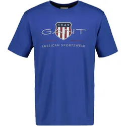 GANT Herren T-Shirt - REGULAR ARCHIVE SHIELD, Rundhals, kurzarm, Baumwolle, Print Blau (Rich Blue) / M