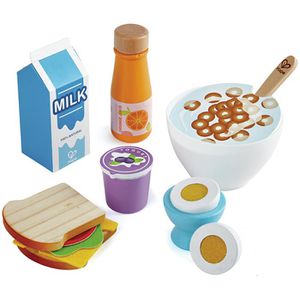 Hape Kinderküchen-Zubehör Frühstücks-Set, Mit Frühstückszubehör, aus Holz, 13-teilig