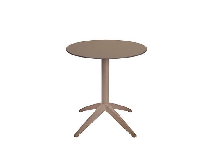 Table pliante Quatro à plateau basculant rond 70 cm en polypropylène usage extérieur - Taupe