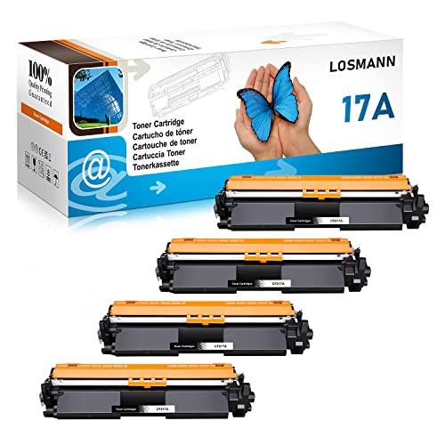 LOSMANN 4x zwarte tonercartridges compatibel met HP 17A CF217A voor HP LaserJet Pro M102 en M130 series