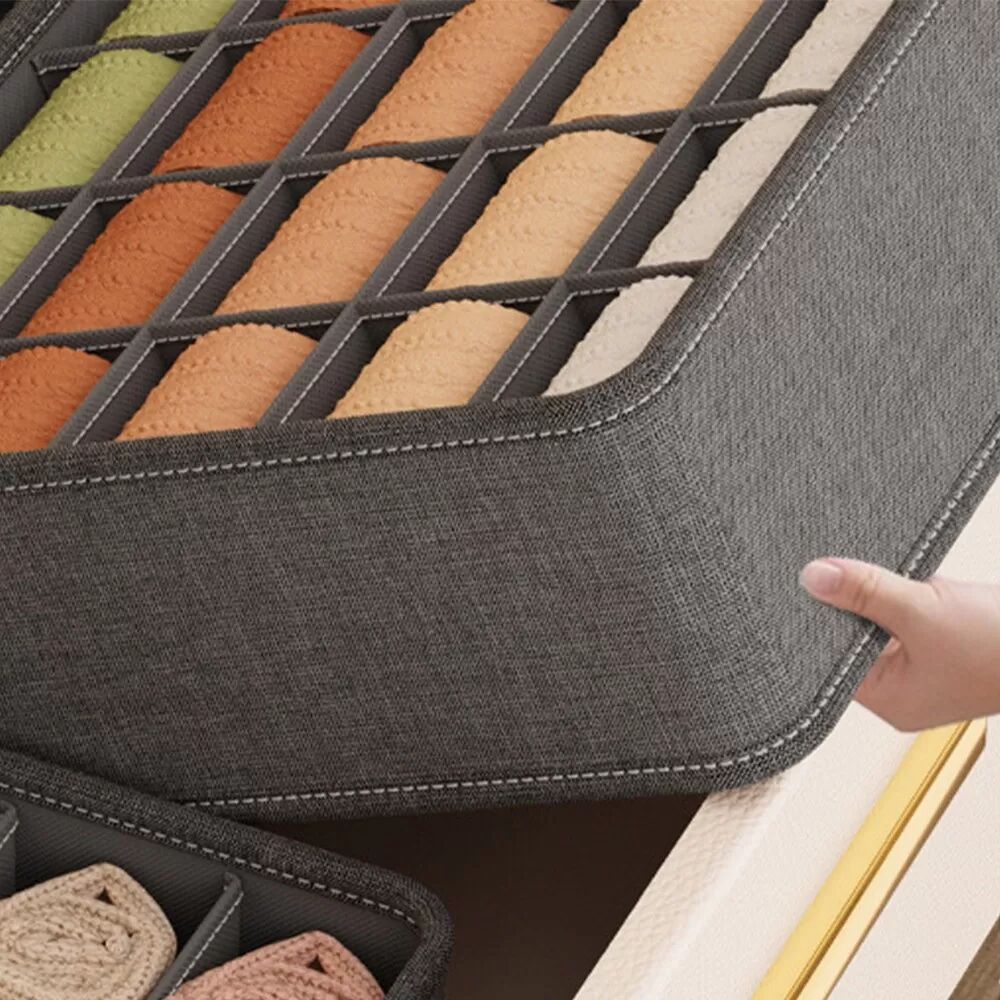INF Lot de 2 boîtes de rangement multifonctionnelles divisées - Organisateur de chaussettes pour la maison