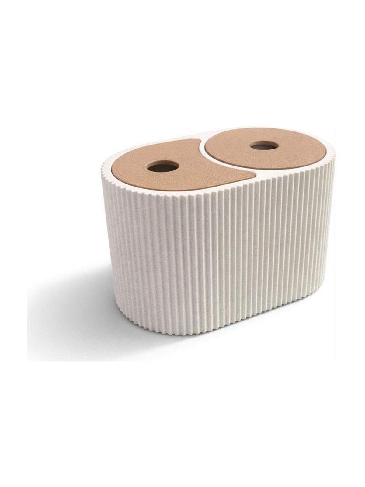 Simiu - MILIA - Behälter für Wattepads und Wattestäbchen - 9cm - Weißmarmor/Lehmbraun