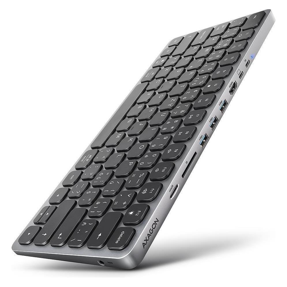 Axagon KEYBOARD + I/O HUB 9IN1/0.6M HMC-KB-US (US, Kabelgebunden) (HMC-KB-US)