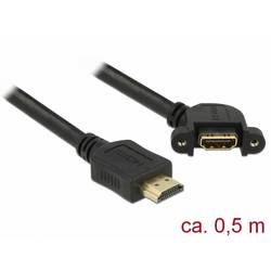 Delock HDMI Anschlusskabel HDMI-A Stecker, HDMI-A Buchse 0.5 m Schwarz 85467 vergoldete Steckkontakte HDMI-Kabel