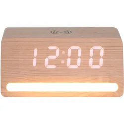 Karlsson, Wecker, Alarm clock Retro w. light LED light wood veneer