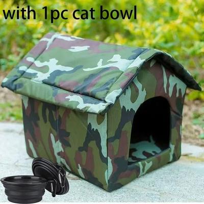Uplift Essentials Waterproof Outdoor Cat House Pet Shelter with Bowl m