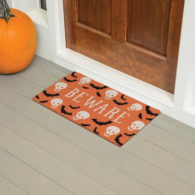 Evergreen 16 in. x 28 in. PVC Halloween Be Ware Door Mat