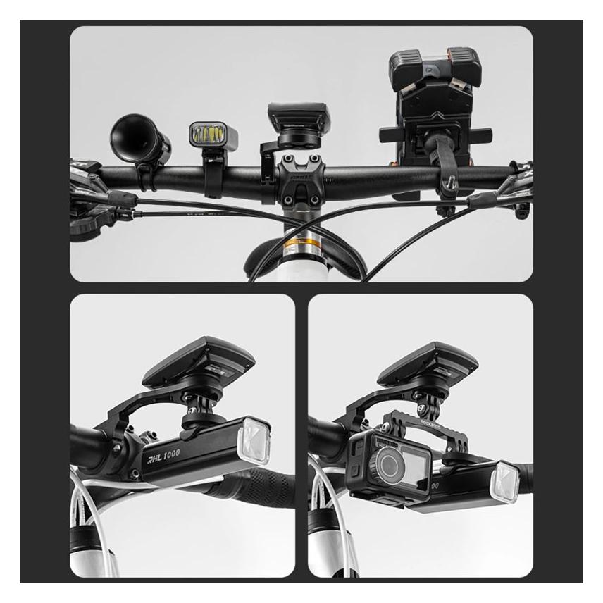Rockbros FK-301 2-in-1 Handlebar Bike Mount for Computer/Navigator and Camera/Lighting - Black (5907769386527)