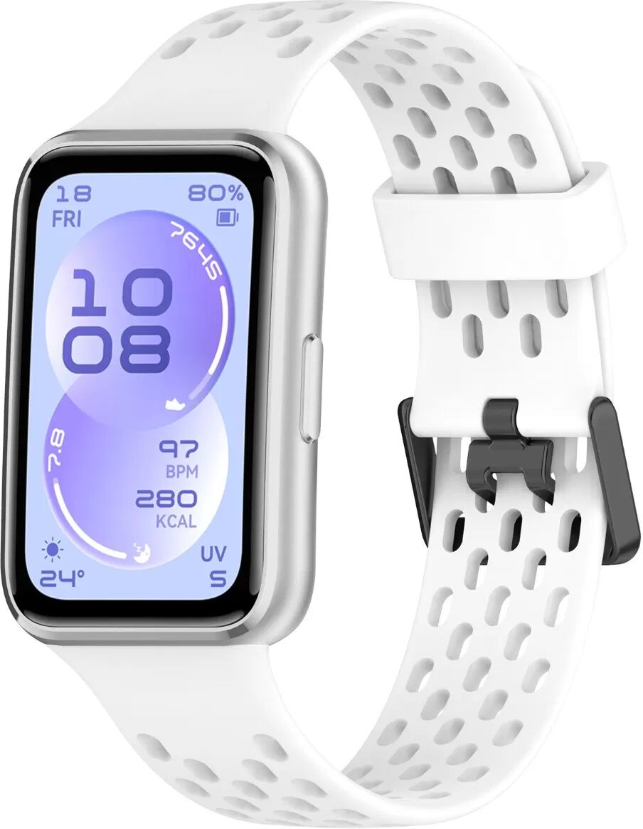 INF Perforiertes atmungsaktives Silikonarmband mit U-Verschluss, kompatibel mit Huawei Band 11/11 Pro Weiß