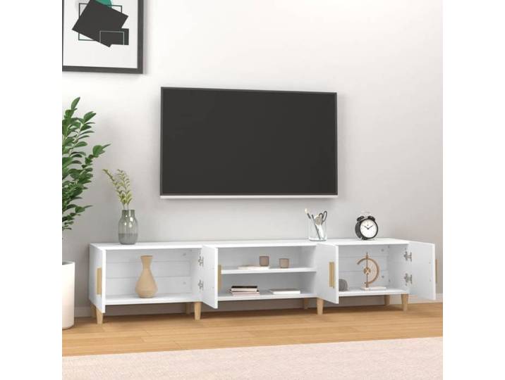 Meuble TV - - Armoire TV - Bois ingénierie - Blanc - 4 portes - 4 compartiments - 180x31 5x40 cm 513awk11l