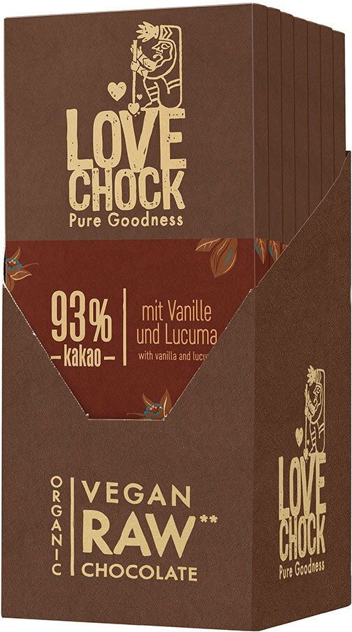 Lovechock Bio rohe Schokolade, 93 % Kakao 8x70 g Schokolade