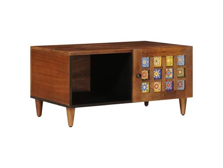LKJephalotrope Couchtisch Massivholz Mango Braun 80x50x40 cm Rustikaler Wohnzimmertisch aus Mangoholz mit offenem Ablagefach. Vielseitig platzierbar für Zeitungen und Dekoration.