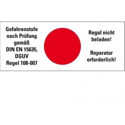 Dreifke® Hinweisetikett Gefahrenstufe rot, Regal nicht beladen!Folie, 100x40mm, 5/Bogen