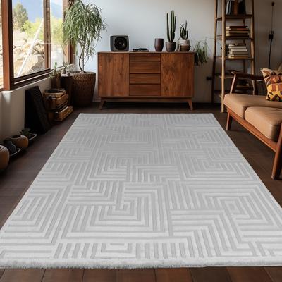 Teppich AYYILDIZ TEPPICHE "SAHARA 1114", silber (silberfarben), B:140cm H:12mm L:200cm, Polypropylen, Teppiche, Teppich, Läufer / Pflegeleicht / Strapazierfähig / Trend Colors/ Wohnzimmer