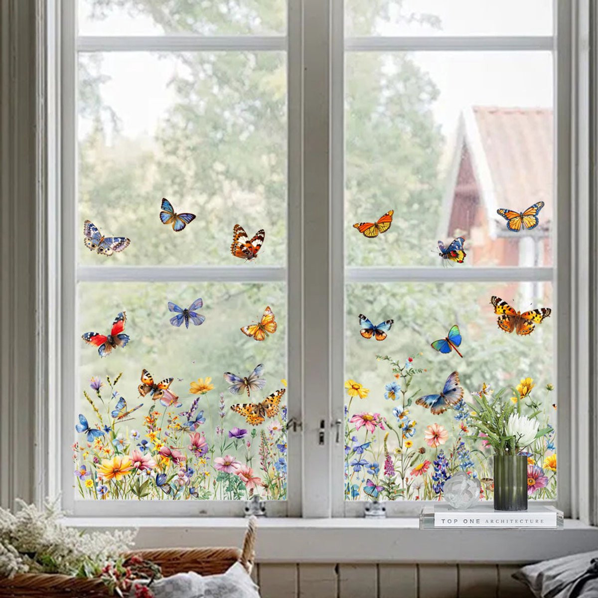 Decoratieve raamstickers met vlinder-, bloemen- en libellenpatroon voor ramen en deuren