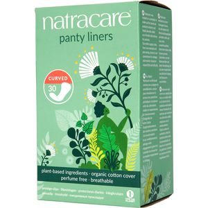 natracare Slipeinlagen panty liners Curved, leicht, ohne Duft, aus Bio-Baumwolle, 30 Stück