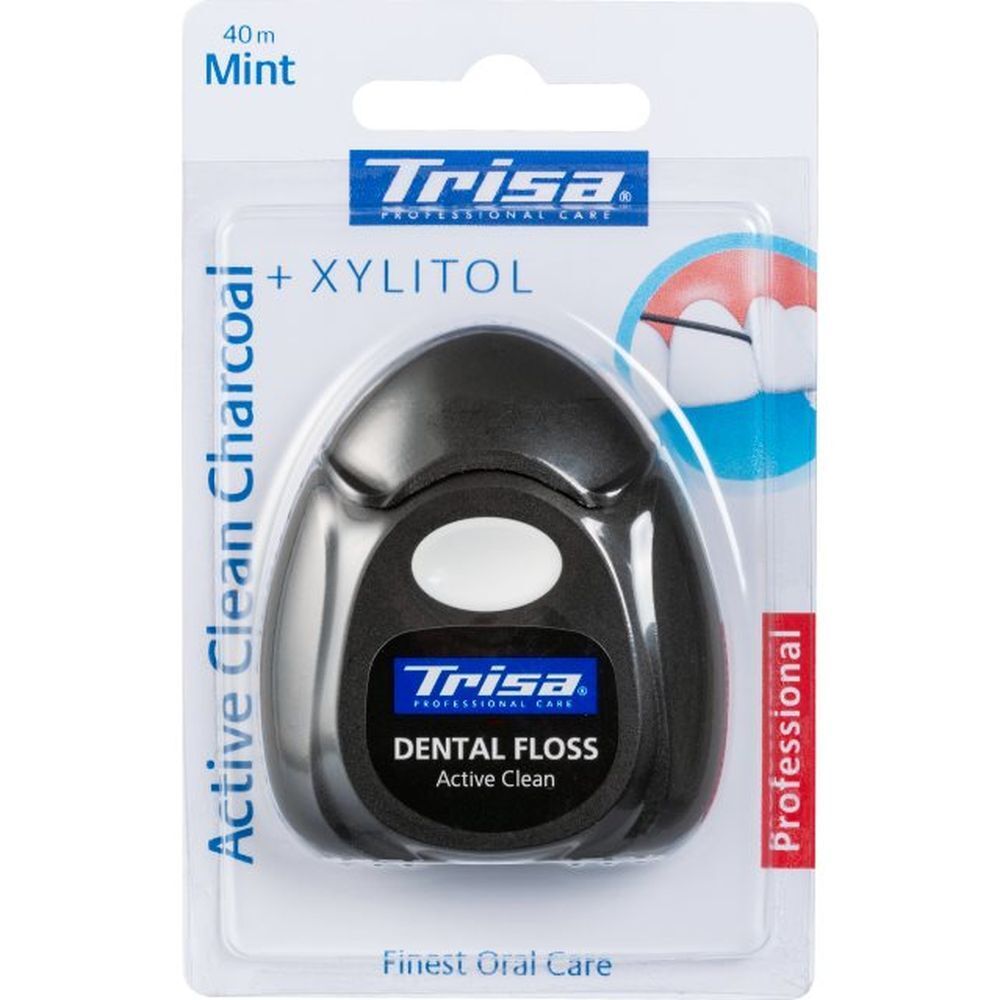 Trisa Zahnseide Active Clean Charcoal 40m mi Xylit 1 St