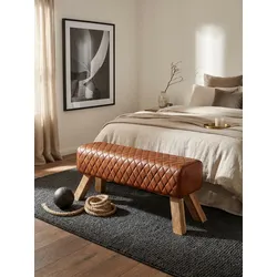 Sitzbank – Leder/Massivholz, 89x46x35 cm, Turnbock-Design