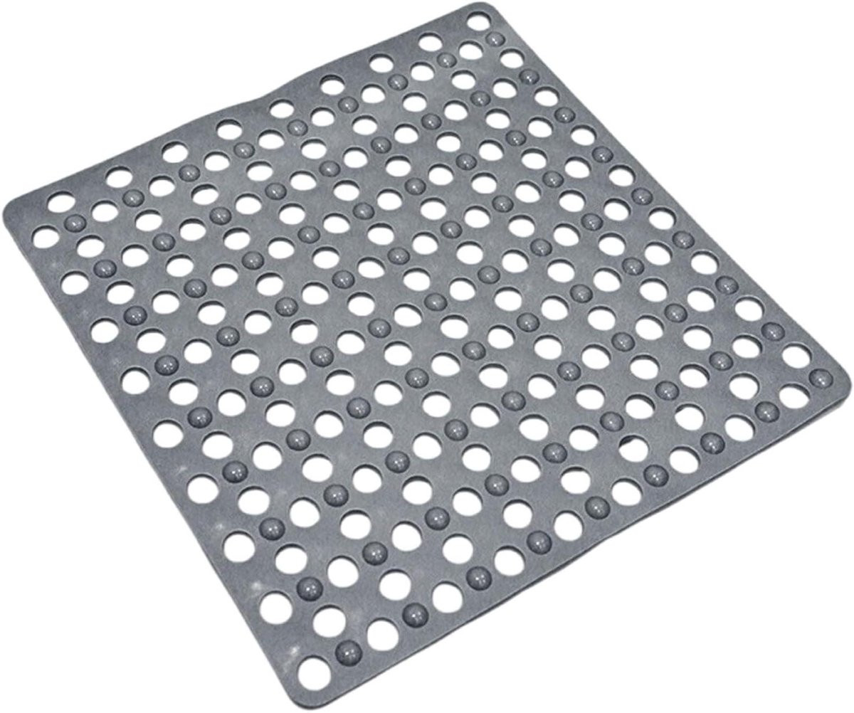 Donkergrijze antislip douchemat met grote zuignappen, 52 x 54 cm