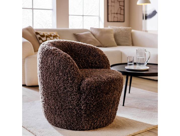 Sessel DOVRE Braun Kunstfell Dodie 72 x 72 x 76cm