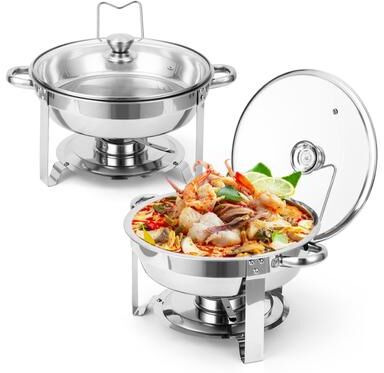Garvee 5QT Chafing Dishes for Buffet Set of 2, Round Buffet Servers and Warmers