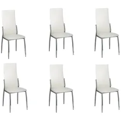 vidaXL Esszimmerstühle 6 Stk. Weiß Kunstleder