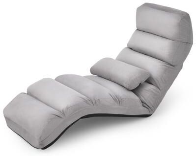 Costway Folding Lazy Sofa Couch with Pillow-Gray