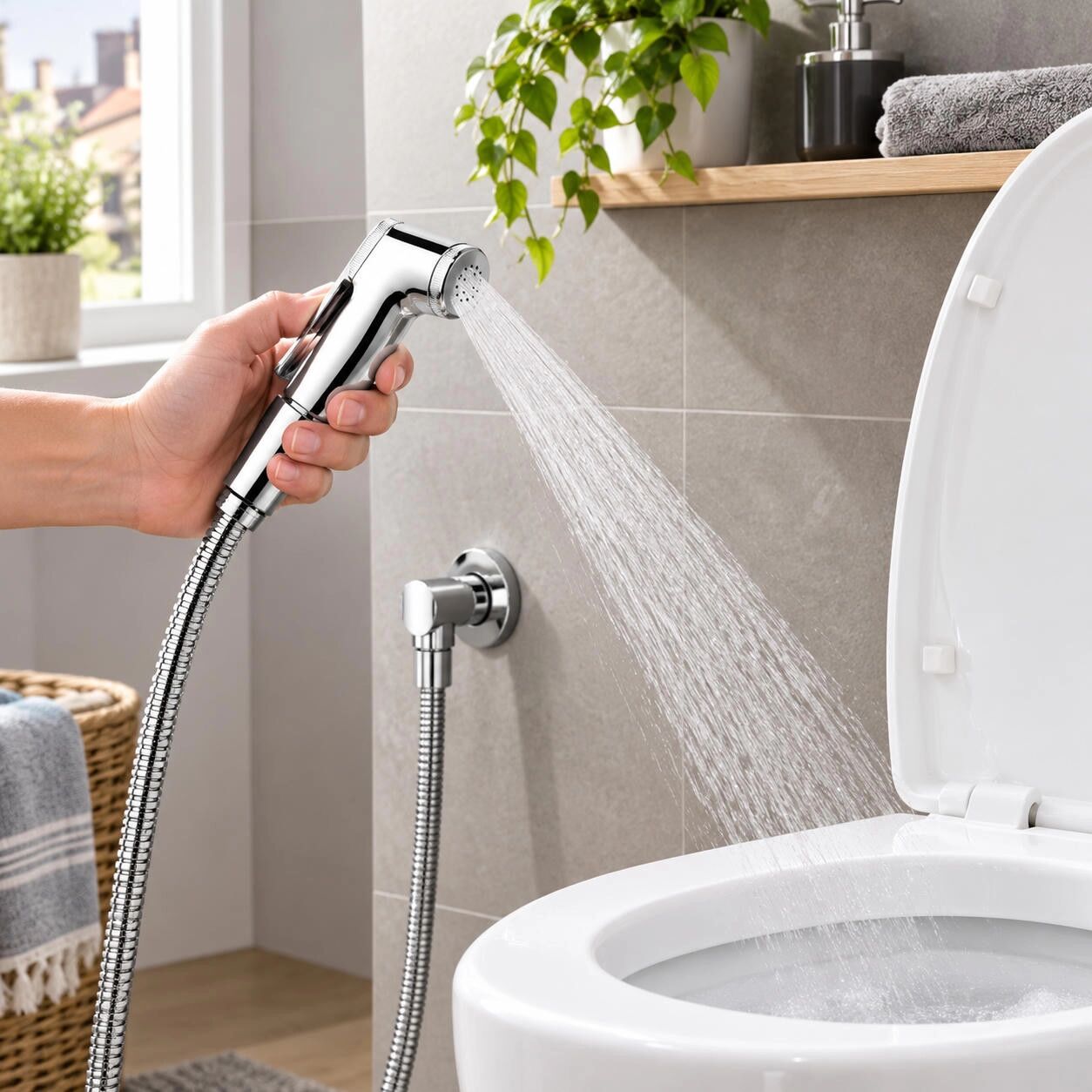 INF UV Hand-Bidet-Sprühkopf — ABS Silber Toiletten-Sprühkopf mit druckverstärkender Funktion