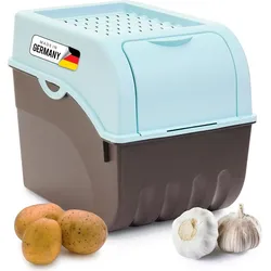 Kartoffel Aufbewahrungsbox   groß 9L   TÜRKIS   Kartoffelbox   Gemüsebox stapelbar Zwiebelbox Kartoffelkorb Obstbehälter Kartoffelkiste Zwiebel Aufbewahrung Frischhaltedose Möhren...