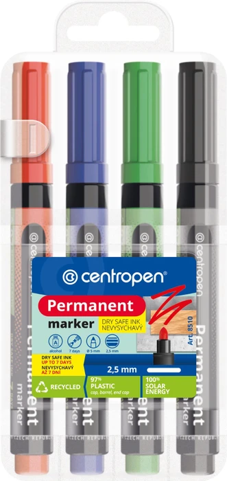 CENTROPEN Marker 8510 permanent nicht trocknend 4 Stück, 4 Stück
