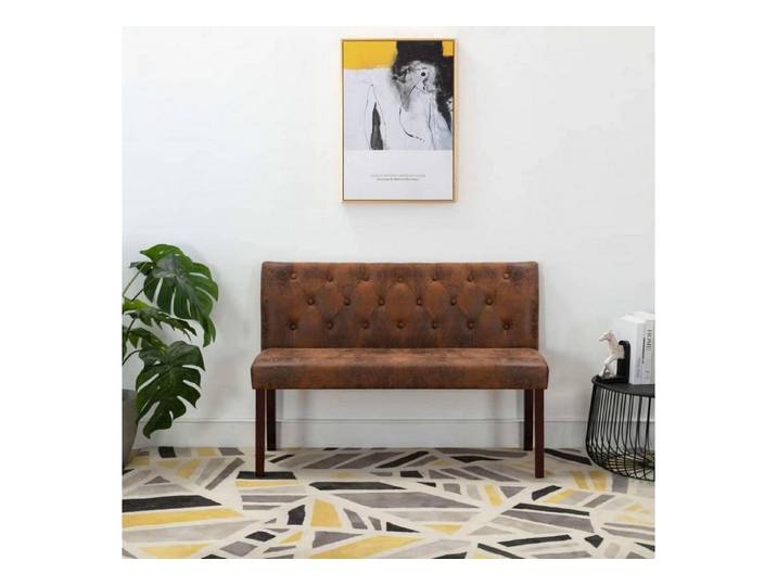 LuxusKollektion Sitzbank Sitzbank 120cm Braun Wildleder-Optik Gepolstert (1-St)