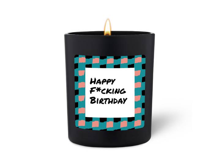 Duftkerze Schwarz Woody Happy fcking birthday