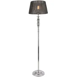 Helloshop26 - Stehlampe Metall und Stoff Chrom und Grau