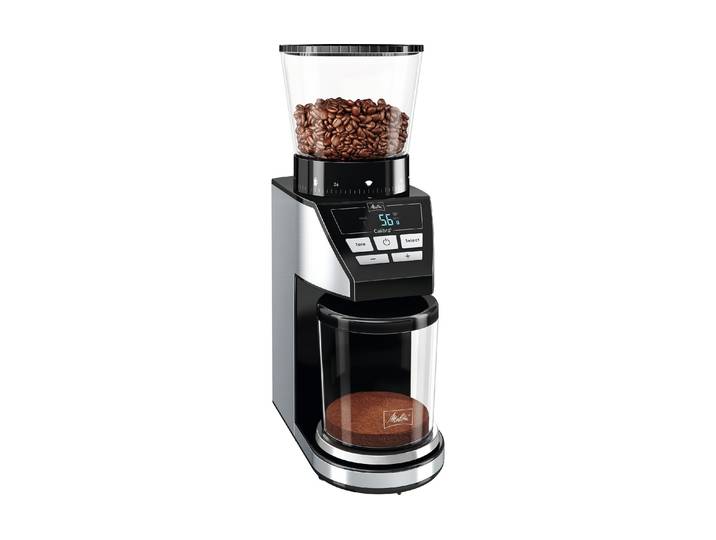 Kaffeemühle MELITTA Calibra , silber (schwarz, silberfarben), Kaffeemühlen, Kaffeemühle