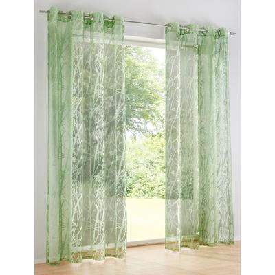 Gardine HEINE HOME Gr. 4, grün, B:140cm H:245cm, Polyester, Viskose, Gardinen, Gardine