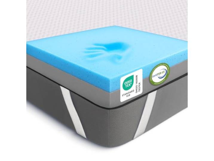MKS 2-in-1 Matratzen Topper 200x200cm – Wende-Gel Topper 200x200cm H3/H4 mit 5-Schichten-Aufbau, Mesh-Seiten & Anti-Rutsch – Ergonomischer Matratzentopper für perfekten Schlafkomfort