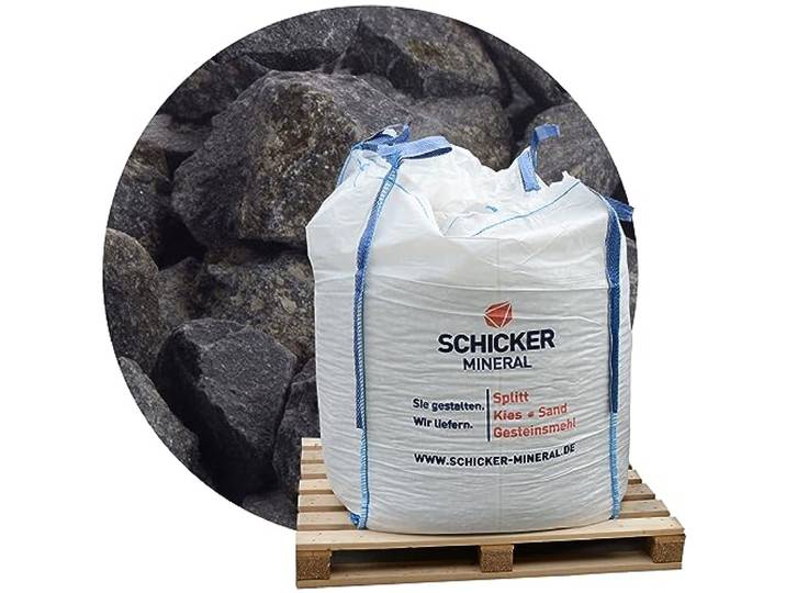 Schicker Mineral Basalt Ziersplitt anthrazit 16-22 mm 1000 kg Big Bag Splitt, Basaltsplitt aus Deutschland, farbechter Naturstein, Basaltbruch, ideal zur Garten-, Hof- und Weggestaltung