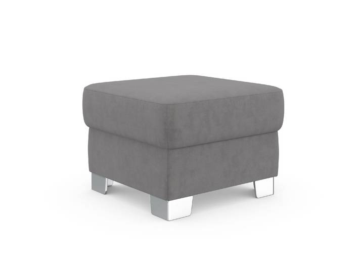 Hocker, 59x43 cm, Samtoptik, Grau, Mit Federkern, Modern, Domo-Collection