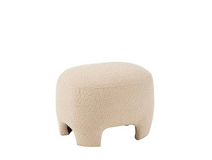 J-line Pouf Gestrickt - Textil/Holz - Weiß