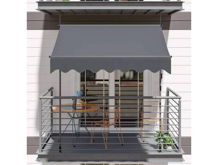 Auvent rétractable pour balcon, Patio, UV50 + pare-soleil, pince de Protection solaire de jardin avec manivelle sans perçage