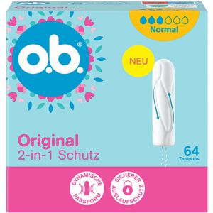 o.b. Tampons Original 2-in-1 Schutz, Normal, aus Viskose, 64 Stück