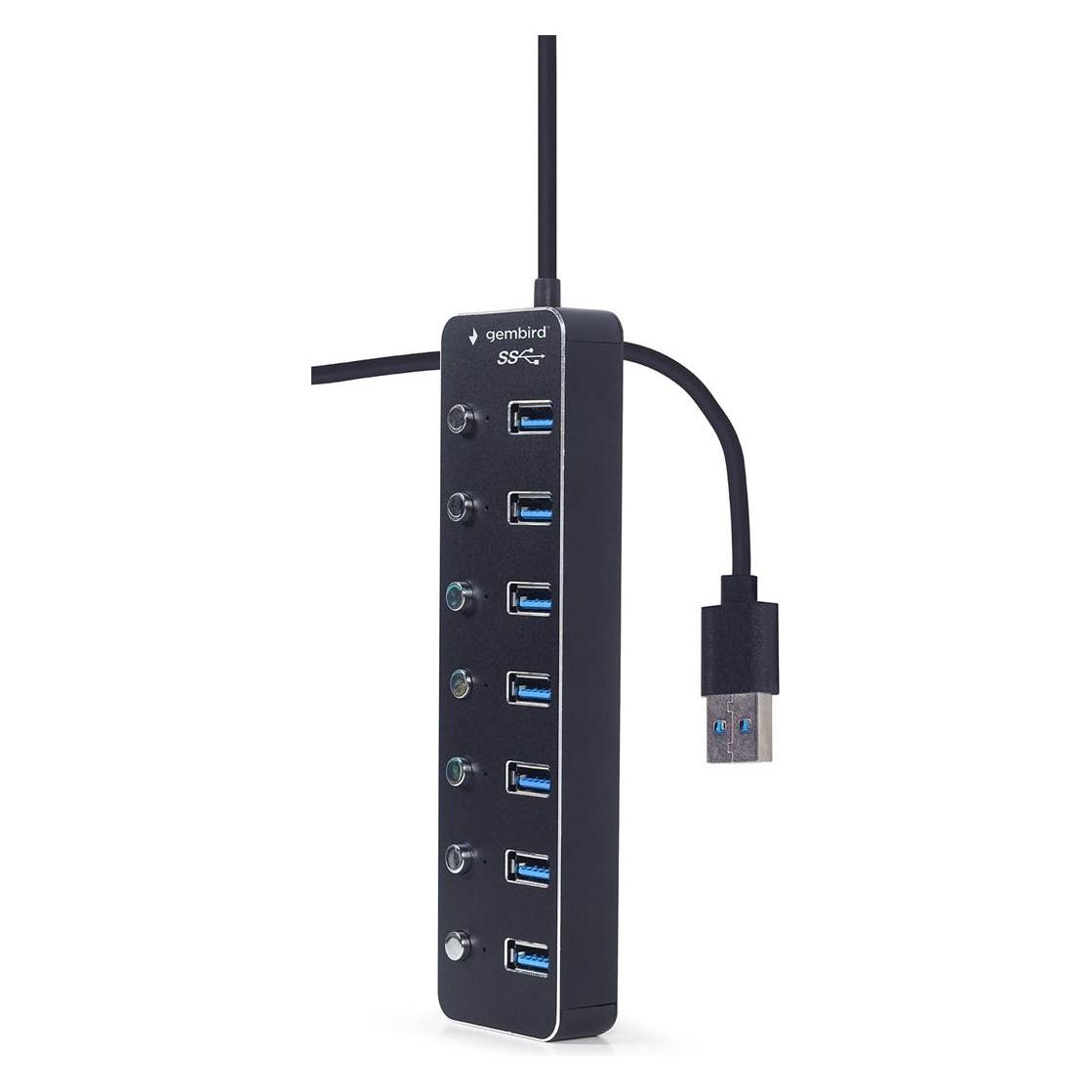 Gembird 7-Port USB 3.1 Gen 1 HUB mit Schaltern schwarz (USB-A, 7 Ports) (UHB-U3P7P-01)