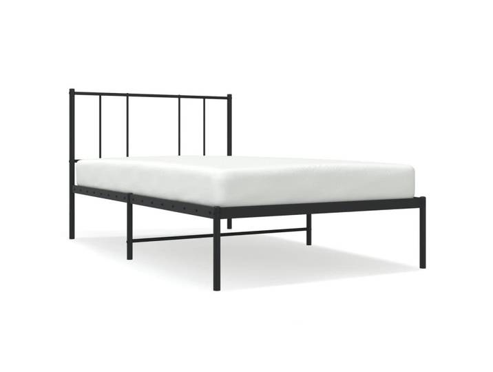 vidaXL Bettgestell Mit Kopfteil Metall Schwarz 90/200 Cm, 90x200 cm, Schlafzimmer, Betten