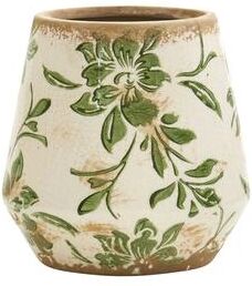 Nearly Natural "5.5"" Tuscan Ceramic Green Scroll Planter"