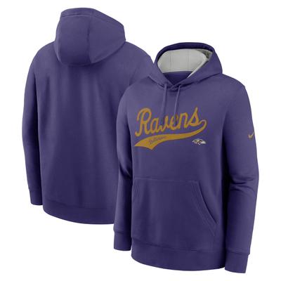 Kapuzenpullover NIKE "Nike Hoodie Baltimore Ravens Nike Club Fleece", Damen, Gr. XL, lila, 82% Baumwolle, 18% Polyester, Pullover Kapuzenpullover