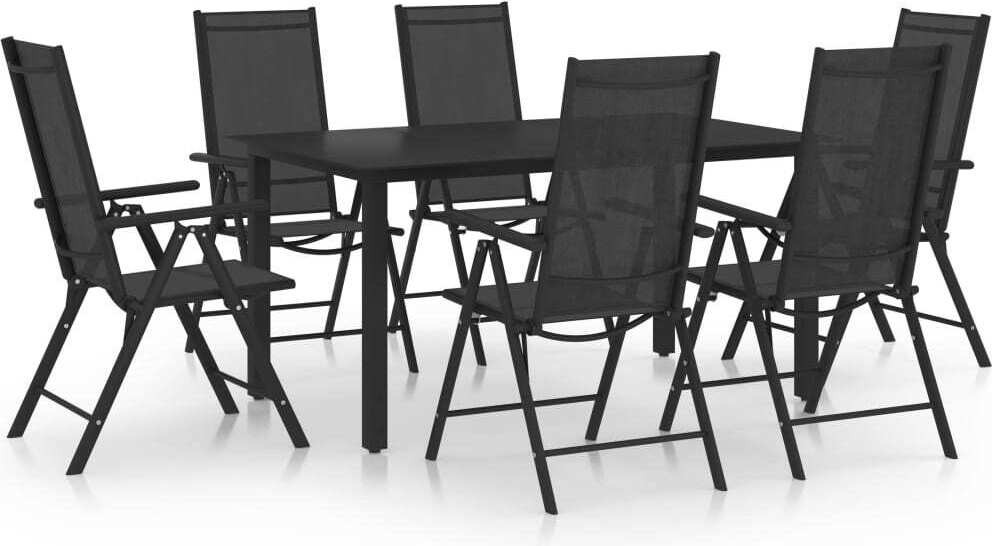 Syfax 7-delige aluminium tuinset zwart